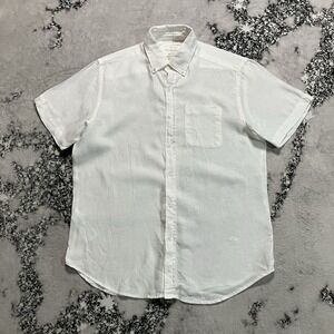 Porter Ash Shirt Mens Size Medium White 100% Linen Short Sleeve Resort Beach